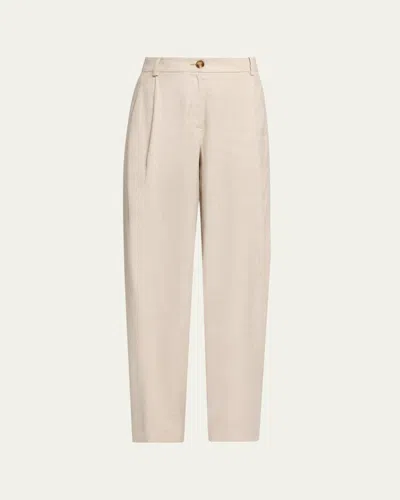 Toccin Elowen Pleated Pants With Ankle Ties In Neutral