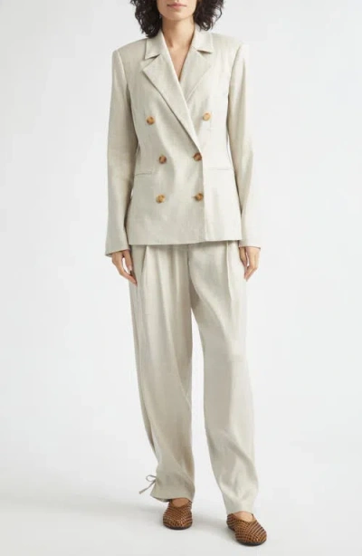 Toccin Elowen Wide Leg Linen Blend Pants In White