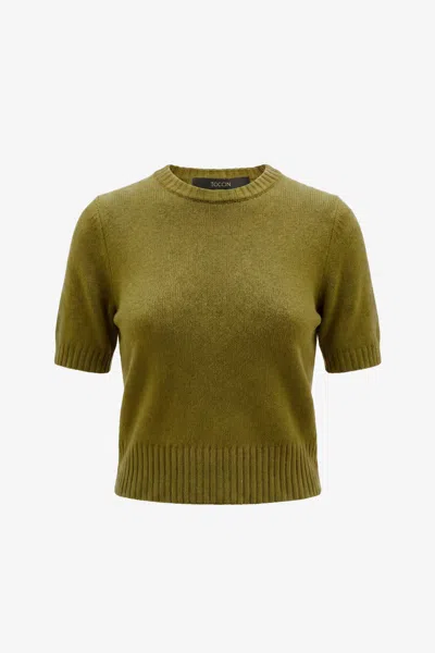 Toccin Elsie Short Sleeve Sweater In Green