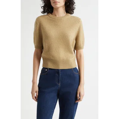 Toccin Elsie Short Sleeve Wool & Cashmere Sweater In Brown