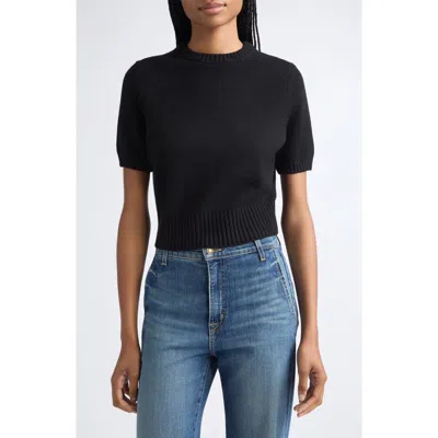 Toccin Elsie Short Sleeve Wool & Cashmere Sweater In Black