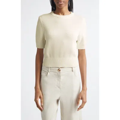 Toccin Elsie Short Sleeve Wool & Cashmere Sweater In White