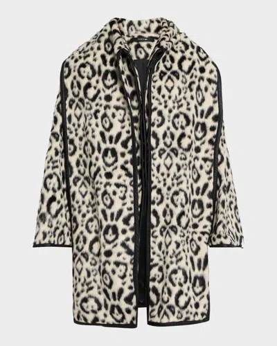 Toccin Elyria Leopard Faux Fur Scarf Jacket In Animal Print