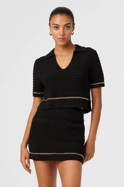 Toccin Essie Fine Knit Polo Tee In Black