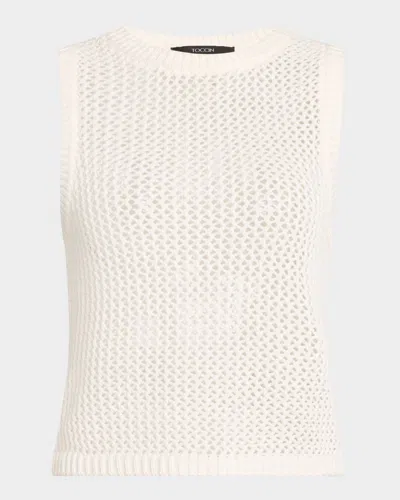 Toccin Estelle Crochet Racer Tank In Parchment