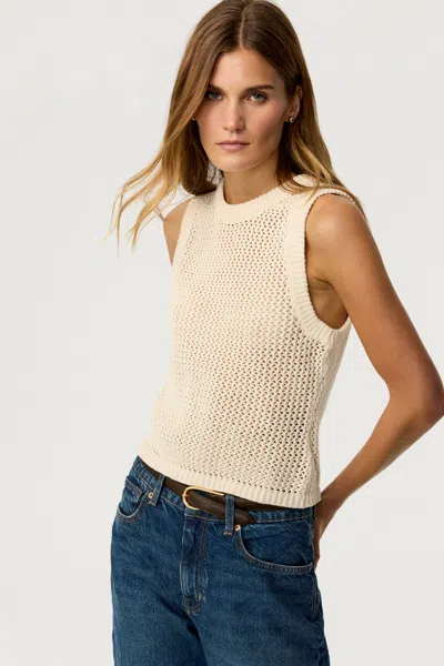 Toccin Estelle Crochet Racer Tank In Parchment