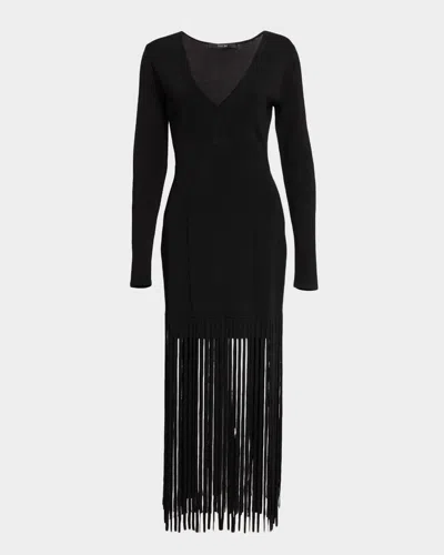Toccin Evelina Long Sleeve V Neck Dress In Black