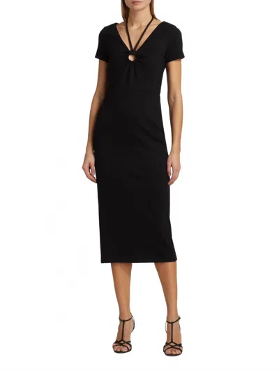 Toccin Evelyn Short Sleeve Sheath Dress In Jet In Multi