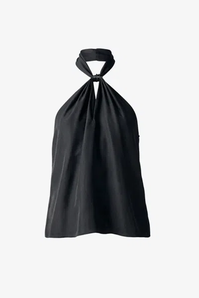 Toccin Everlee Halterneck Knotted Blouse In Black