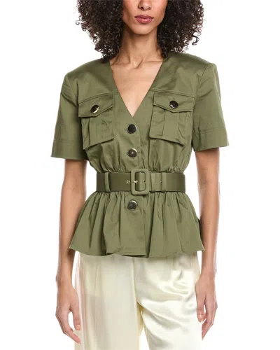 Toccin Ezra Safari Peplum Top In Green
