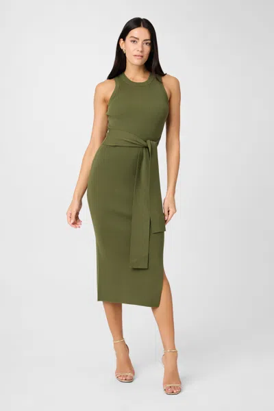 Toccin Fall Piper Knit Tie  Front Dress In Green