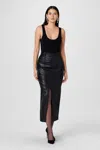 Toccin Fallon Vegan Leather Cargo Midi Skirt In Black