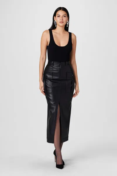 Toccin Fallon Vegan Leather Cargo Midi Skirt In Black