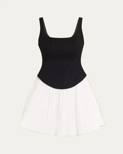 Toccin Felicie Drop Waist Corset Mini Dress In Black