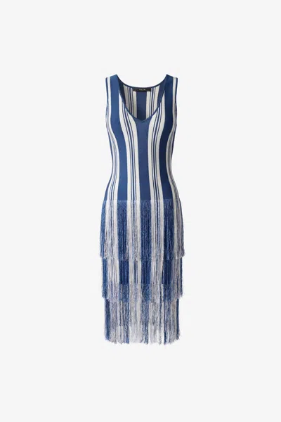 Toccin Finley V-neck Dress With Fringe In Blue