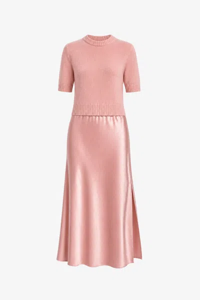 Toccin Fleur Combo Midi Dress In Pink