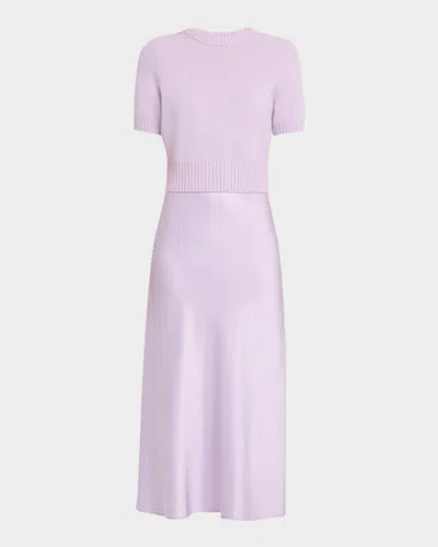 Toccin Fleur Combo Midi Dress In Purple