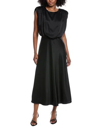Toccin Flora Satin Midi Dress In Black