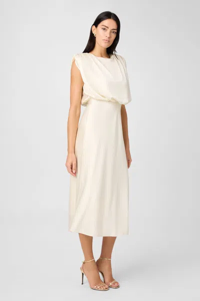 Toccin Flora Silk Midi Dress In Neutral