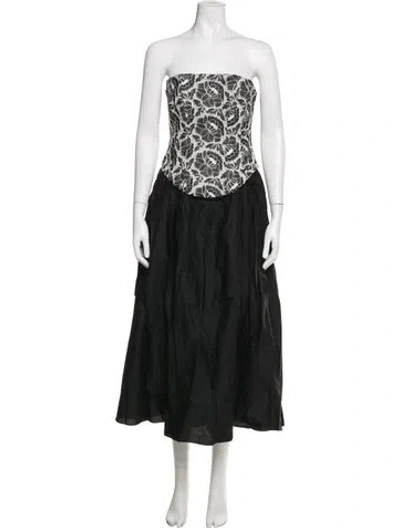 Pre-owned Toccin Floral Print Long Dress In Black