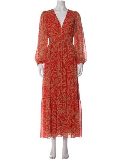 Pre-owned Toccin Floral Print Long Dress In Orange