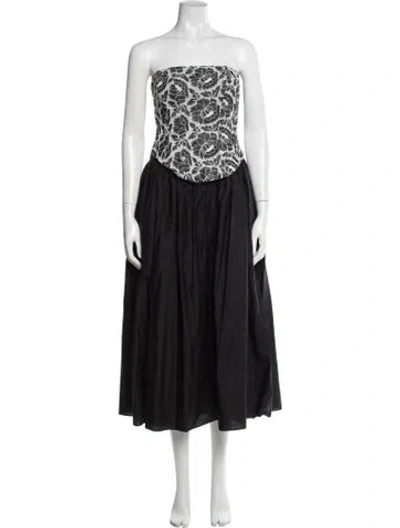 Pre-owned Toccin Floral Print Midi Length Dress In Black