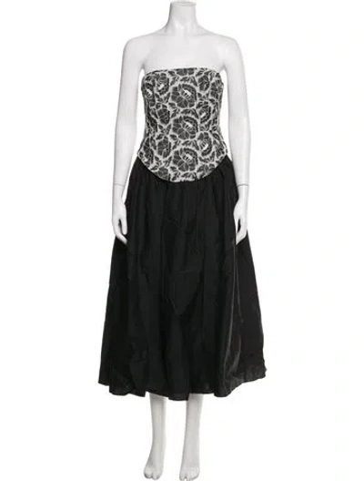 Pre-owned Toccin Floral Print Midi Length Dress In Black