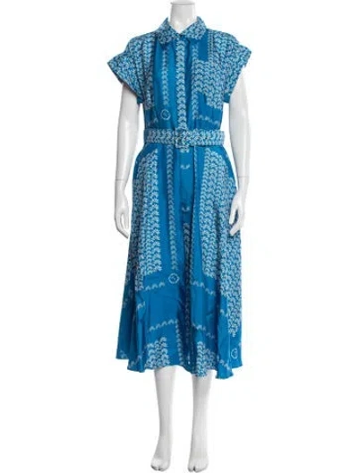Pre-owned Toccin Floral Print Midi Length Dress In Blue