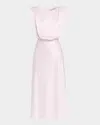 Toccin Floral Sleeveless Satin Midi Dress In Pink