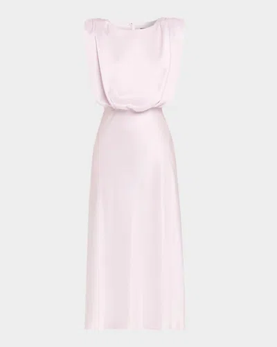 Toccin Floral Sleeveless Satin Midi Dress In Pink