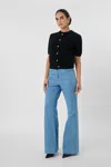 Toccin Gaia High Waist Denim Flared Pants In Blue