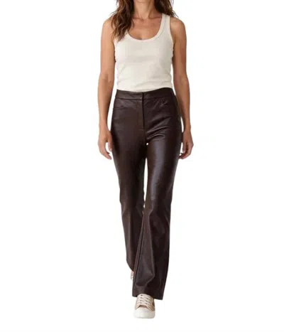 Toccin Gaia Vegan Leather Flare Pants In Brown