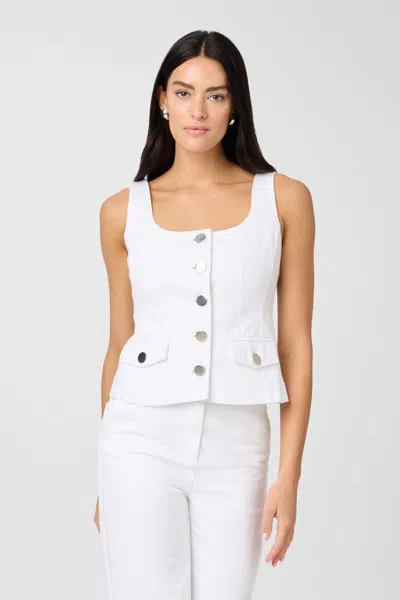 Toccin Georgia Denim Button Front Top In Blue