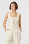 Toccin Georgia Linen Button-front Top In Brown