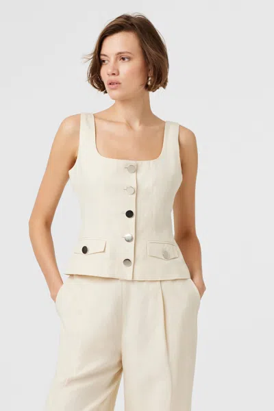 Toccin Georgia Linen Button-front Top In Brown