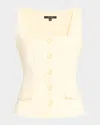 Toccin Georgia Scoop-neck Button-front Top In Buttr