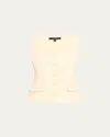 Toccin Georgia Scoop-neck Button-front Top In Buttr