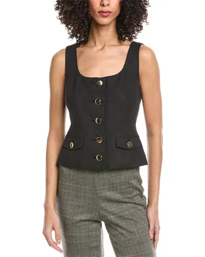 Toccin Georgia Scoop Neck Buttonfront Top In Black