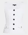 Toccin Georgia Scoop-neck Denim Vest In White