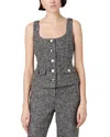 Toccin Georgia Tweed Vest Top In Charcoal Grey In Gray