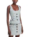 Toccin Georgia Tweed Vest In Soft Blue Multi