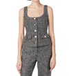 Toccin Georgia Tweed Vest Top In Charcoal Grey In Gray