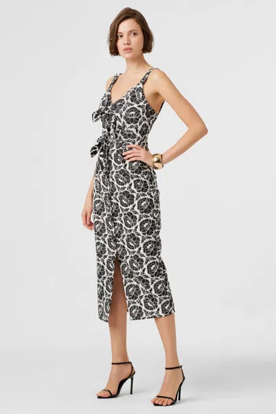 Toccin Gia Double Tie-front Midi Dress In Gray