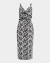 Toccin Gia Double Tie-front Midi Dress In Gray