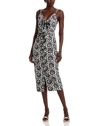 Toccin Gia Tie Front Midi Dress In Black