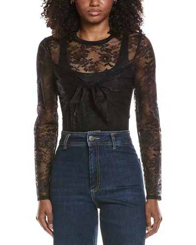 Toccin Giselle Tie Front Lace Bodysuit In Black