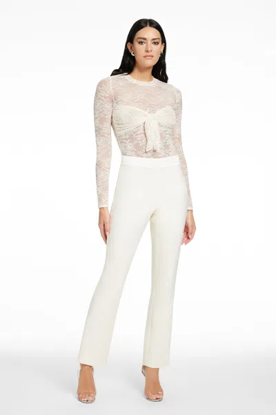 Toccin Giselle Tie-front Long Sleeve Bodysuit In White
