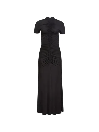 Toccin Gracelyn Mock-neck Ruched Midi Dress In Black