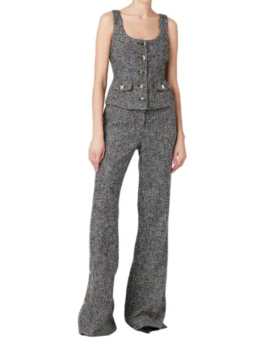 TOCCIN GRACIE EMBELLISHED TWEED PANTS IN CHARCOAL GREY