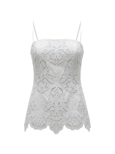 Toccin Greer Seamed Scalloped-hem Blouse In White